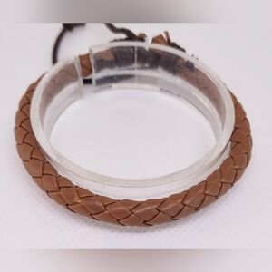 Men's Bracelet Leather Braided Brown NEW f59